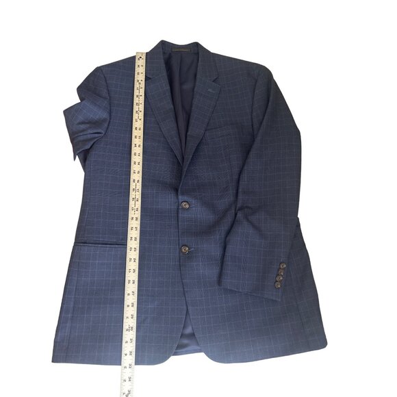 Lauren Ralph Lauren Navy Blazer Size 44L Windowpane Pattern 2 Button Closure - Picture 8 of 10